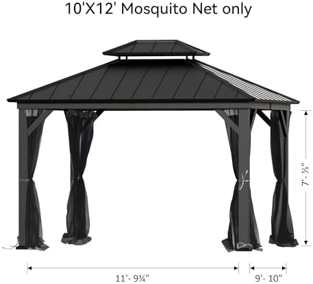covered outdoor gazebo mosquito netting replacement universal 4-panel, view 9