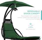best choice products hanging led-lit curved chaise lounge showing dimensions