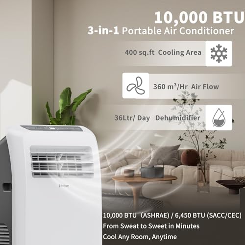 shinco 10,000 btu portable air conditioner - 3-in-1 shown in use