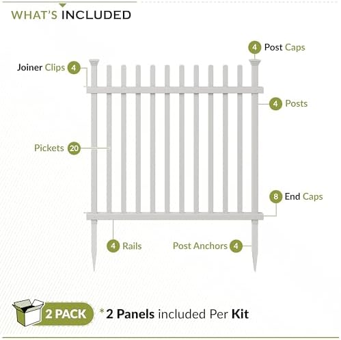 zippity burbank picket fence panels, white vinyl diy, side view