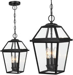 Modern 3-Light Large Outdoor Pendant Light, Matte Black, 1Pack | Exterior Hanging Light Fixture, IP65 Waterproof Anti-Rust, Outdoor Chandelier for Porch, Front Door, Balcony, Sloped Ceiling