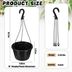 10 inch hanging planter with drainage insert, black, close-up detail