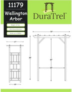 dura-trel wellington arbor, vinyl garden archway for outdoors shown in use