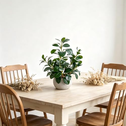 alphaacc 17" artificial ficus cement pot home kitchen on a desk or shelf