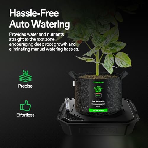 vivosun 4-pack flexfeed self-watering pots with grow bags shown in use