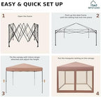 mfstudio 10x10 pop up canopy tent with netting showing dimensions