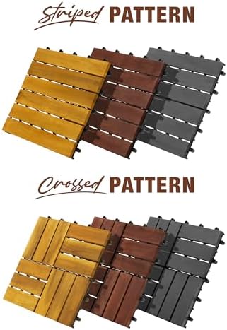 acacia interlocking deck tiles, 12in, 9pcs outdoor flooring, view 11