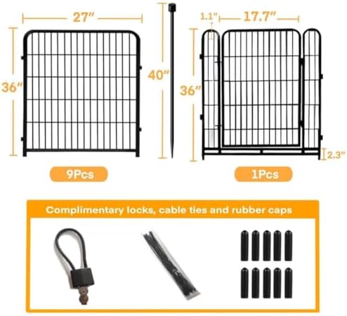 getlay 36 in(h) garden fence, wide gate low showing dimensions