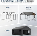 homshade 12x20ft metal carport with removable sidewalls &, view 9