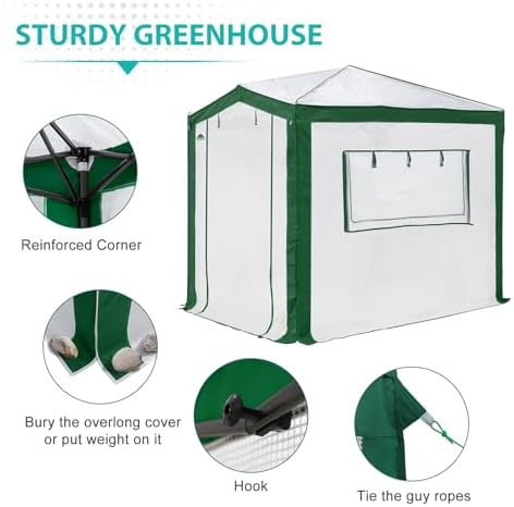 eagle peak 8x6 walk in pop up greenhouse, front angle view