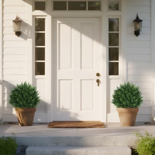 yangrass 23" set of 2 artificial cypress topiary shown in use