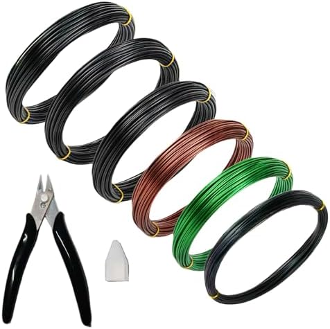 6 Roll Bonsai Training Wire Kit with Cutter, 160ft Anodized Aluminum 4Sizes | 1.0, 1.5, 2.0, 2.5mm Bonsai Wire Kit for Holding Branches & Small Trunks, for Garden & Indoor Bonsai Tree Shaping