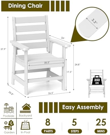 greenvines hdpe outdoor dining chairs set of 2, close-up detail
