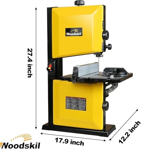woodskil 9-inch band saw, 3-amp benchtop bandsaw, 2500 shown in use