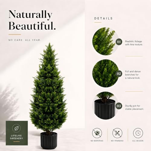 48-inch artificial cypress (2 packs) - uv-resistant artificial, side view