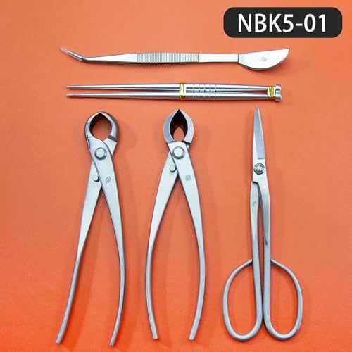 bonsai tools 5-piece alloy steel bonsai tool kit, close-up detail