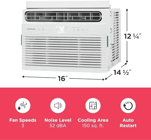 frigidaire 5,000 btu window air conditioner with remote, close-up detail