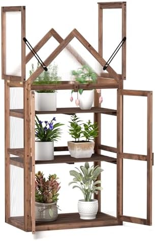 happygrill cold frame, mini wooden green house w/transparent, main product view