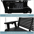 hdpe porch swing with 18/8 stainless steel bolts showing dimensions
