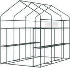 outsunny 7' x 5' x 6' walk-in greenhouse, front angle view