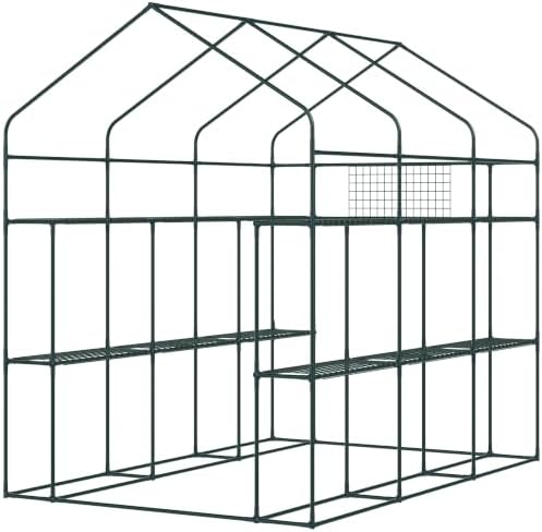 outsunny 7' x 5' x 6' walk-in greenhouse, front angle view