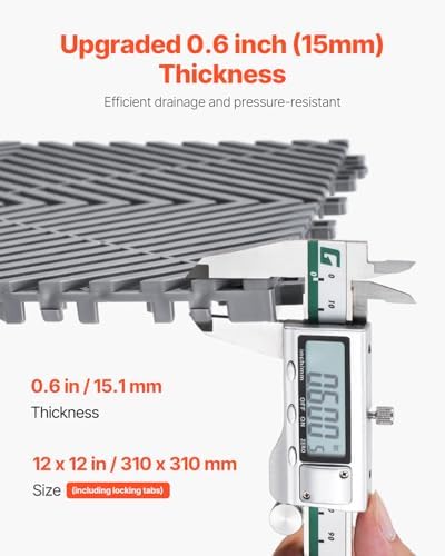 vevor interlocking drainage mat, 12” x 12” modular, close-up detail