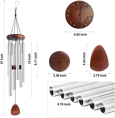 bursvik 37" aluminum wind chimes for outside (silver), close-up detail