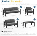 aluminum patio furniture set, all weather patio sofa shown in use