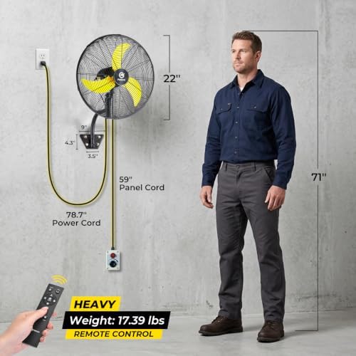 fugoo 20 inch outdoor wall-mounted fan, 4000 cfm shown in use