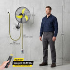 fugoo 20 inch outdoor wall-mounted fan, 4000 cfm shown in use