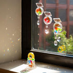 kikkerland solar powered rainbow maker – prism suncatcher, close-up detail