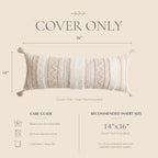 blissblush 14x36 lumbar pillow cover for bed, rectangular on a desk or shelf