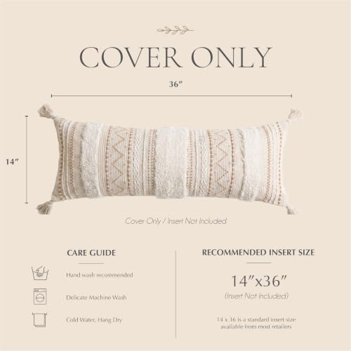 blissblush 14x36 lumbar pillow cover for bed, rectangular on a desk or shelf