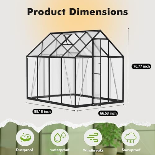 6x8ft greenhouse with thermometers, small greenhouse for outdoors, close-up detail