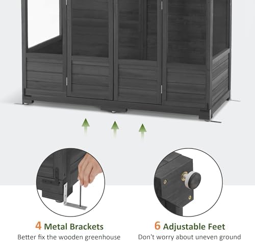 mcombo wooden walk-in greenhouse open roof & lockable on a desk or shelf