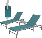 kozyard 3-pieces patio lounge set, aluminum frame, assemble-free, front angle view