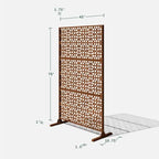 veradek corten steel privacy screen set with stand, close-up detail