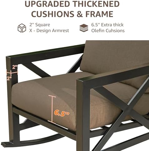 natural expressions 3 piece patio rocking bistro set showing dimensions