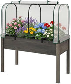 raised garden bed with greenhouse, waterproof sun-protective green, view 9