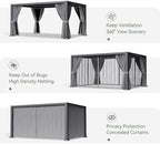 aoxun louvered pergola 12' x16' full-aluminum outdoor gazebo showing dimensions