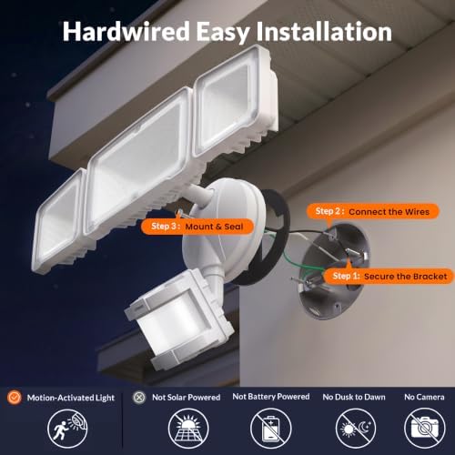 lepower led security light motion sensor outdoor lights, front angle view