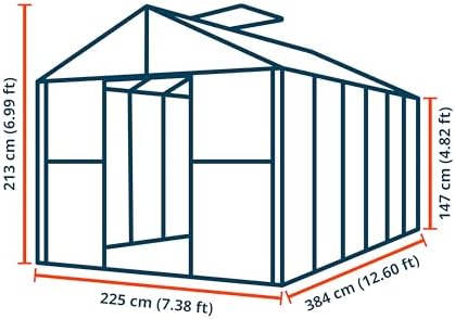 topas 6 7.4x12.6 ft walk in greenhouse, clear, close-up detail