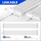Barrina TX-L84 4FT LED Grow Light, 336W (4 x 84W), 4 Panels Wider Coverage | Pinkish White Full Spectrum, Linkable to 4, High PPFD, Hanging Plant Stand with Grow Light for Indoor Seedling, Timer, 4 Pack