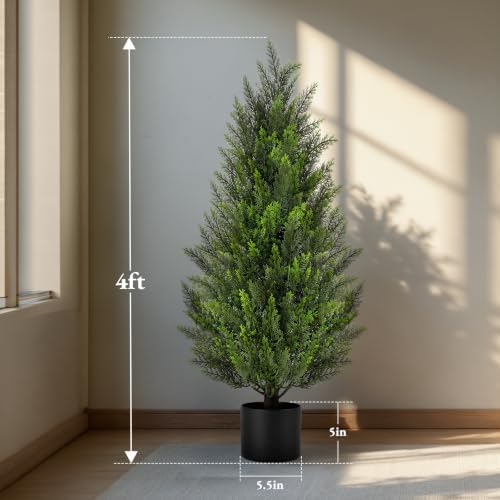 4ft artificial cedar trees, set of 2 faux, package contents