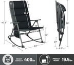 Timber Ridge Oversized Folding Rocking Camping Chair, Padded Outdoor Rocker with High Back, Portable Outdoor Chair for Patio, Garden, Lawn, Supports up to 400 lbs, Black | Foldable Padded Outdoor Rocker with High Back, Portable Outdoor Chair for Patio