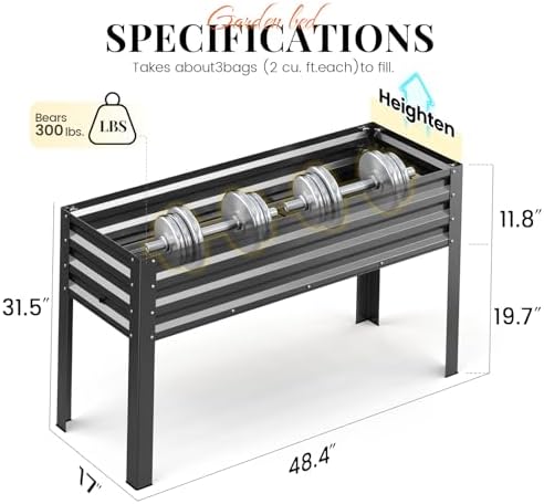 king bird raised garden bed with legs &, package contents