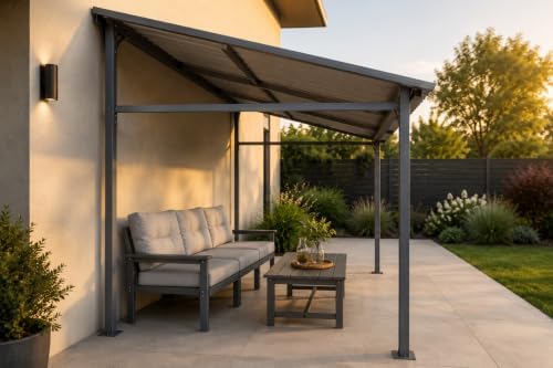 8x10 ft lean to gazebo, wall mounted hardtop, view 9