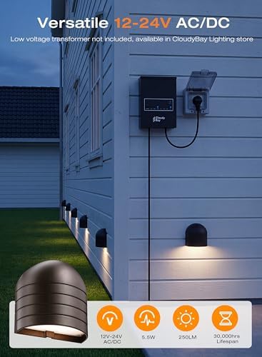 [12 pack] cloudy bay low voltage fence lights,12-24v, close-up detail
