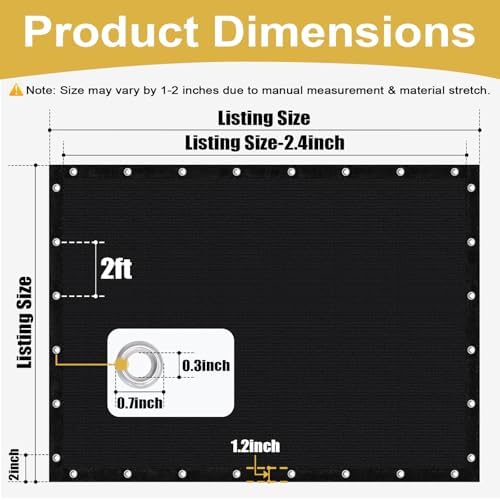 shade&beyond 90% sun shade cloth with grommets, 6', close-up detail