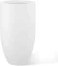 Kante 24 Inch Tall Round Concrete Planter, Large Indoor Outdoor Plant Pots with Drainage Hole and Rubber Plug, Modern Decorative Garden Pots for Home Patio Porch, White